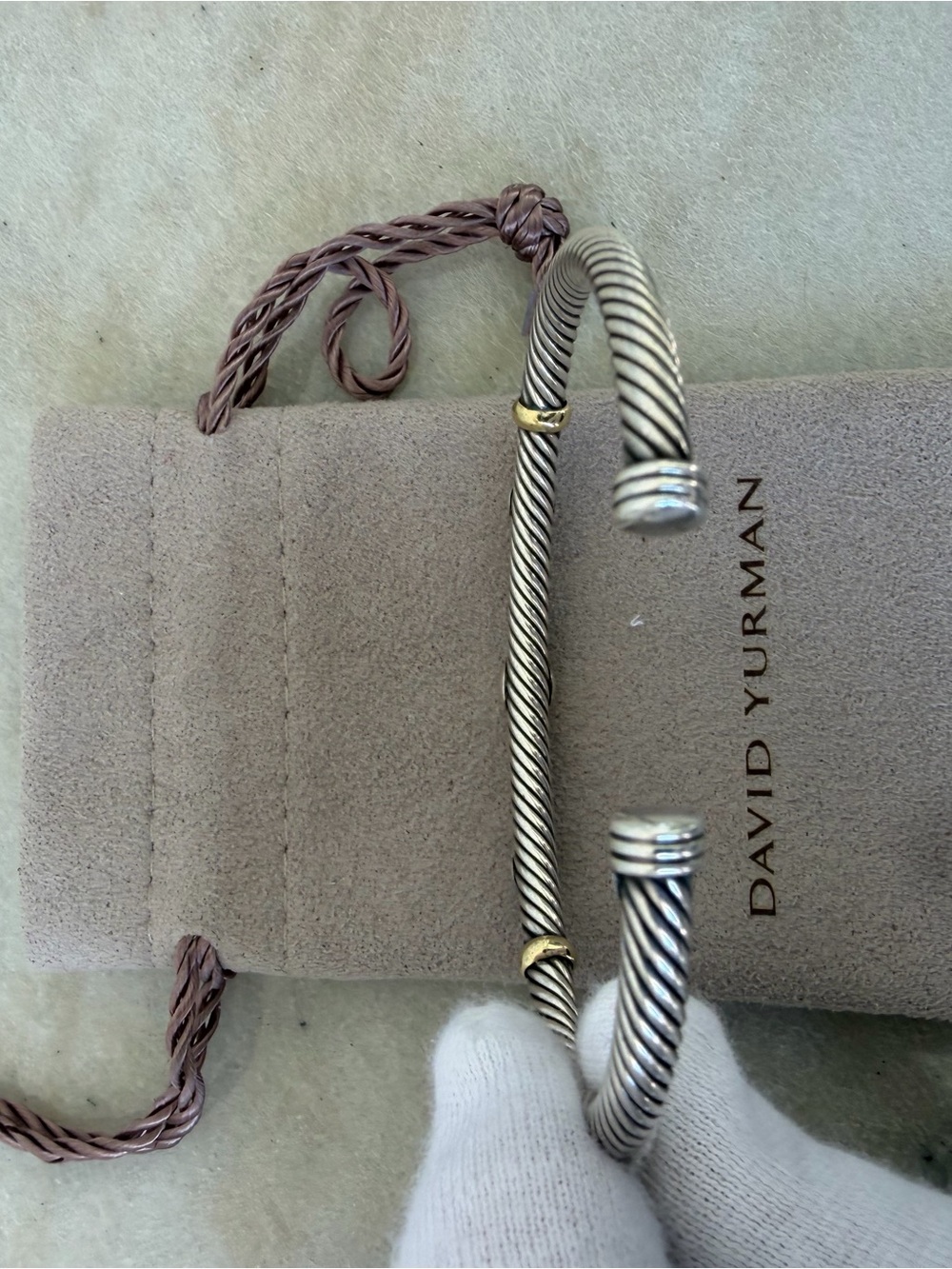 David Yurman Silver Cable Pendant Necklace,Ring, Bracelet Set BlueTopaz/Diamonds - Picture 12 of 13